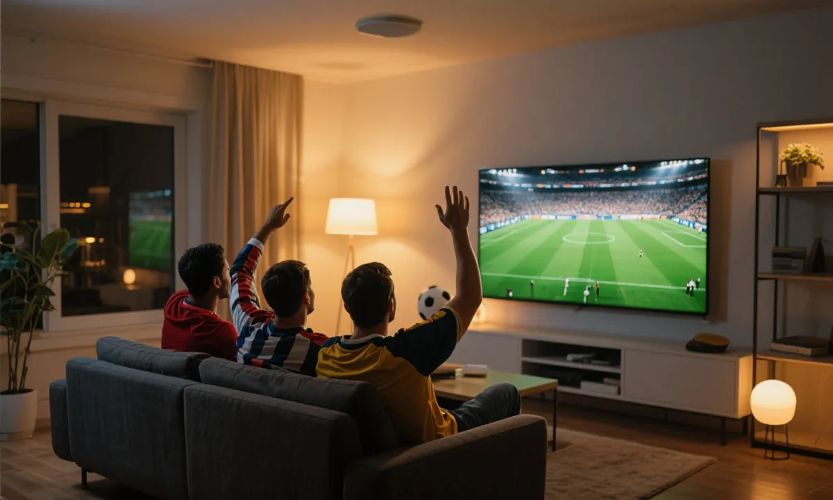 大屏观看世界杯直播场景示意图